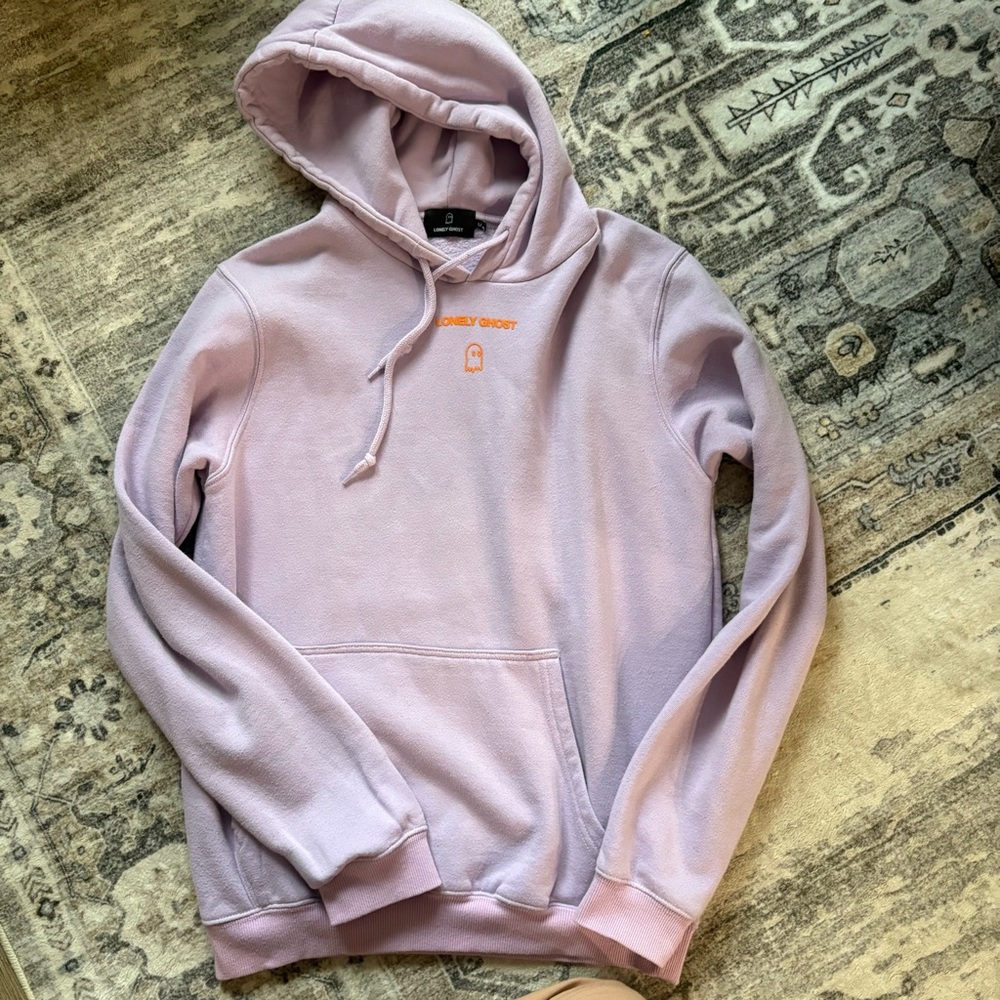 Text Me When You Get Home Lonely Ghost Purple and Orange Hoodie size M - Picture 6 of 7